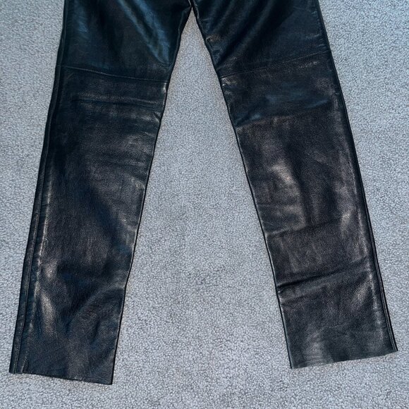 MILWAUKEE MOTORCYCLE CLOTHING CO. BLACK HEAVY LEATHER MOTO PANTS EUC 6 / W25L31 - Picture 6 of 13